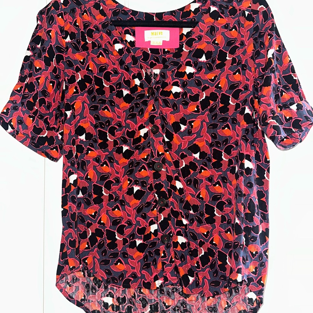 Maeve Red and Black Graphic Blouse Relaxed Fit